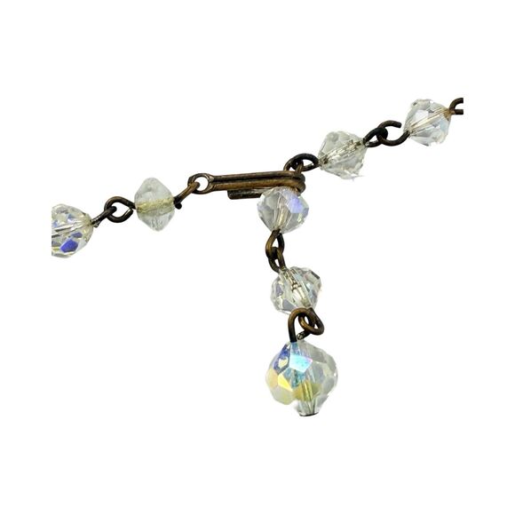 VTG Crystal Double Strand Necklace 17.5" Aurora Borealis Formal Wedding Jewelry - Picture 10 of 11